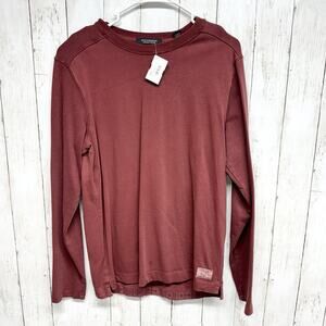 Scotch & Soda Sweater Men Size M Crewneck Long Sleeve Red Cotton Straight Hem